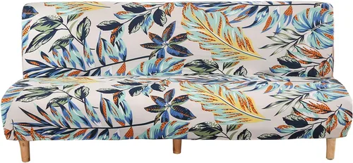 Vista 22 de WOMACO Funda Elástica para Futón Fundas para Sofá Cama Tamaño Full Twin Queen Negro Sin Brazos Protector de Sofá Loveseat con Fondo Elástico