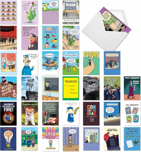 Vista 7 de NobleWorks Juego de 36 tarjetas de felicitación de graduación (graduado) con sobres de 5 x 7 pulgadas para hombres y mujeres