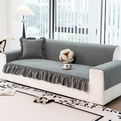 Vista 10 de Fundas de felpilla para sofá modular, fundas de sofá en espiga lavables para perros, divertidas fundas de sofá mullidas para sofá, protector
