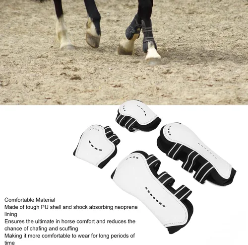 Vista 7 de Zerodis 4 botas de caballo, botas de tendón de caballo con frente abierto, botas ajustables y ligeras para pierna de caballo con correas de hebilla