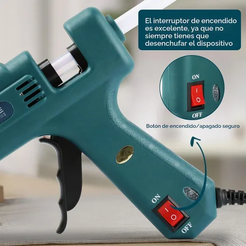 Vista 4 de Kit de pistola de pegamento caliente ignífuga de 100 W, pistola de pegamento MAXDONE Craft tamaño completo (no mini), pistola de pegamento caliente