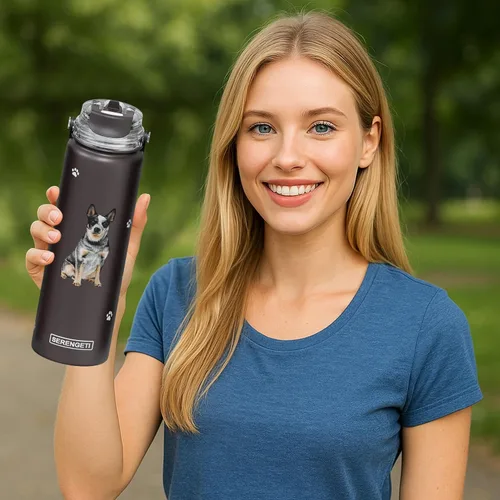 Vista 6 de SERENGETI Botella de Agua de 24 Oz de Acero Inoxidable con Tapa a Prueba de Derrames - Termo de agua de doble pared con aislamiento al vacío PERRO