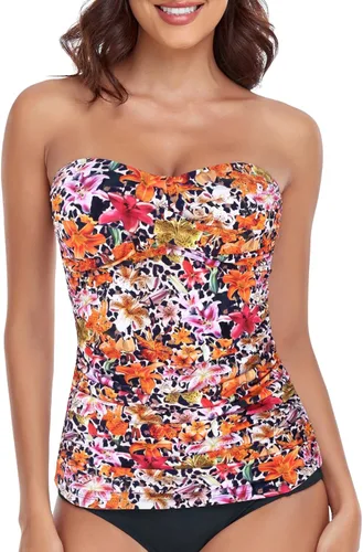 Vista 18 de RELLECIGA Top tankini con control de abdomen para mujer Negro