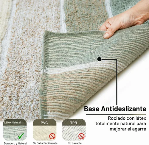 Vista 4 de Chardin home Cordural Stripes - Juego de 2 alfombras de baño (17 x 24 pulgadas y 21 x 34 pulgadas), tapete de baño antideslizante, lavable a
