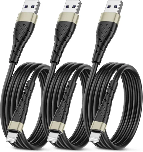 Vista 22 de Cable de carga corto con certificación MFi para iPhone, paquete de 3 unidades de 1 pie, 12 pulgadas para cable de carga Lightning, cable de datos