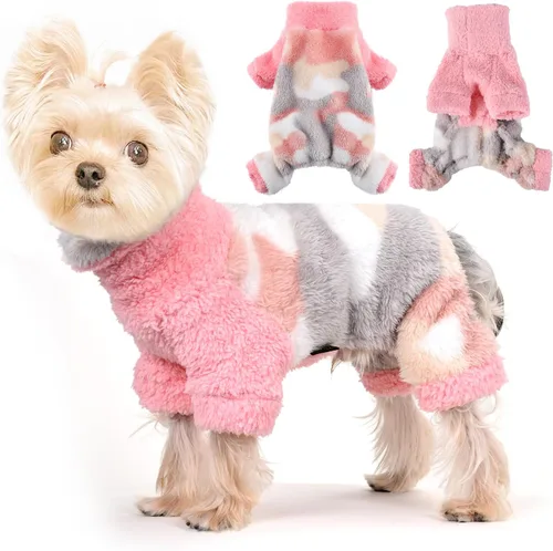 Vista 10 de Suéteres para perros pequeños para invierno, pijamas de perro de tamaño pequeño para niños y niñas, ropa de forro polar para mascotas, atuendo