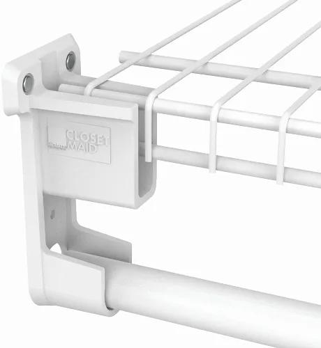 Vista 2 de ClosetMaid 6609 SuperSlide Soporte de pared para estante y barra colgante, color blanco
