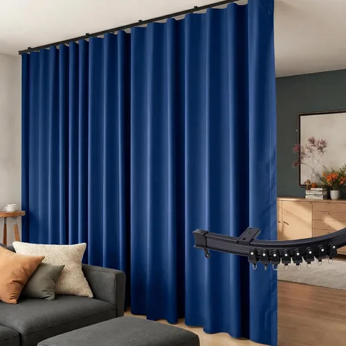 Vista 12 de Cortinas divisoras de habitación con rieles de techo flexibles, cortinas opacas para sala/dormitorio, cortinero de techo, paneles divisores