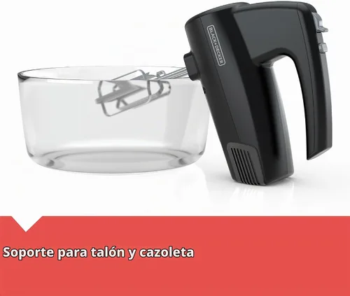 Vista 5 de BLACK+DECKER Batidora de mano de 5 velocidades, 250 vatios para mezclar masas, masas, untables y más, función Turbo Boost y evitar salpicaduras