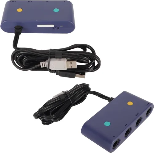 Vista 5 de Adaptador de controlador para Gamecube, convertidor de controlador de juego 3 en 1 para Switch, para WiiU, PC USB y para OS X, con 4 puertos y cable