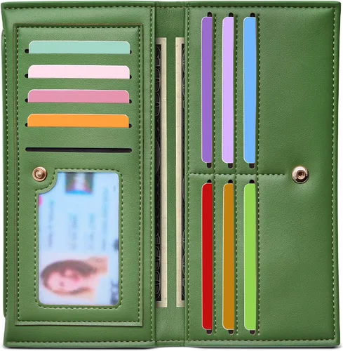 Vista 15 de Tipmile Cartera ultra delgada para mujer, cartera de cuero plegable para mujer, cartera RFID, cartera de bloqueo RFID para tarjetas de crédito