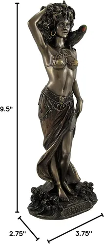 Vista 7 de VERONESE DESIGN Oshun The Orisha of Love, Matrimonio y Fertilidad, 9.5 pulgadas de alto, resina fundida en frío, acabado de bronce antiguo