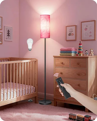 Vista 23 de Paquete de 2 lámparas de pie rosas regulables para sala de estar con 2 controles remotos e interruptor de pie, lámpara de pie de esquina, lámpara