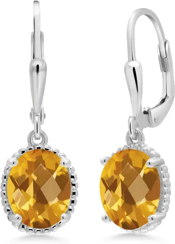 Vista 128 de Gem Stone King Aretes colgantes de gota para mujer, plata de ley 925, piedra natal ovalada de 0.354 x 0.276 in, joyería fina, regalos para ella