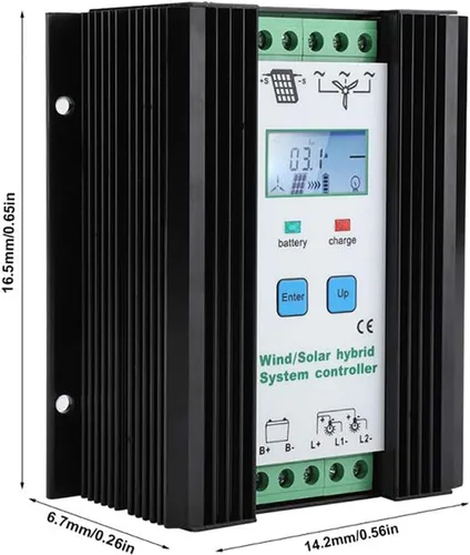 Vista 2 de CHRISK Controlador híbrido solar eólico de 9000 W PWM eólico controlador híbrido de energía solar controlador digital inteligente regulador de carga