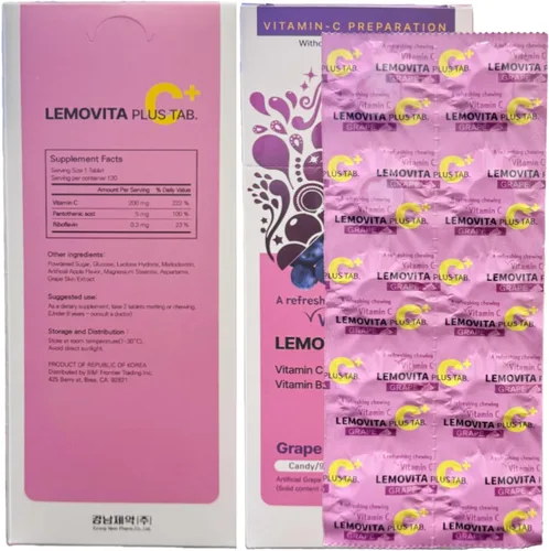 Vista 6 de LemoVita C Plus - Tableta masticable sabor a uva #120 (2 cajas)