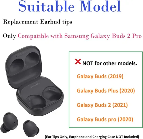 Vista 4 de 6 pares de puntas negras de repuesto de silicona S/M/L para Galaxy Buds 2 Pro, compatibles con Samsung Galaxy Buds 2 Pro