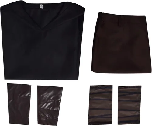 Vista 8 de Disfraz de gato con botas para adultos y niños, disfraz de lobo de la muerte, cosplay, pantalones negros con capucha y guantes para Halloween