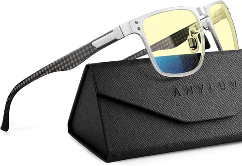 Vista 21 de ANYLUV Blue Light Glasses Men, Carbon Fiber Working Blue Light Blocking Glasses Relieve Eyestrain for Men Women