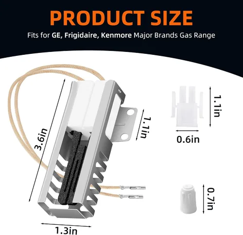 Vista 3 de Encendedor de horno WB13K21 para horno de gas GE, Frigidaire, Kenmore. Reemplaza WB13K0021, Norton 501A, WB13T10045, WB13K10026 Modelo universal.