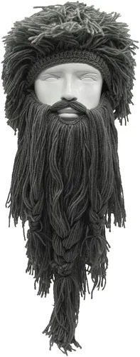 Vista 3 de Creative Barbarian Knit Beard Hat Funny Knit Hat Wig Beanie Hat Beard Facemask
