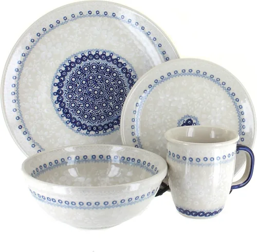 Vista 5 de Cerámica polaca Blue Rose – Juego de 4 piezas Blue Harmony – Servicio para 1-1 lugar – Ideal para cenas diarias, comidas informales o como vajilla