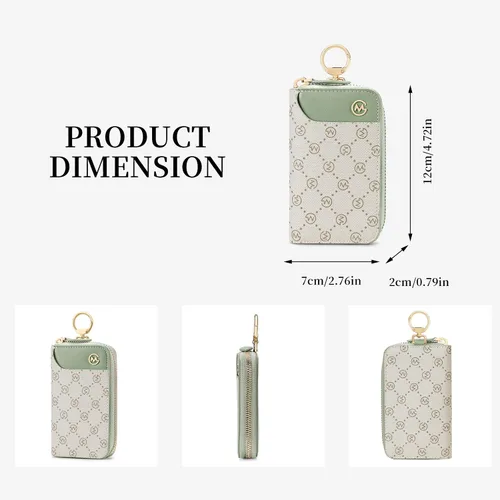 Vista 4 de GOLF SUPAGS Llavero de cuero PVC para mujer, portatarjetas, cartera con 6 ganchos, cierre a presión, llaves, organizador de dinero