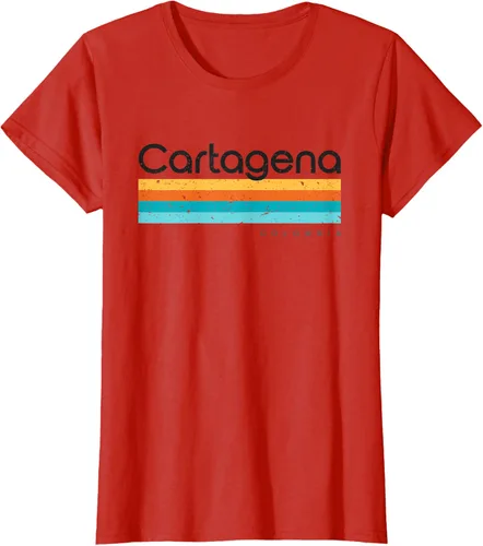 Vista 75 de Camiseta vintage de Cartagena Colombia con diseño retro, Blanco, S
