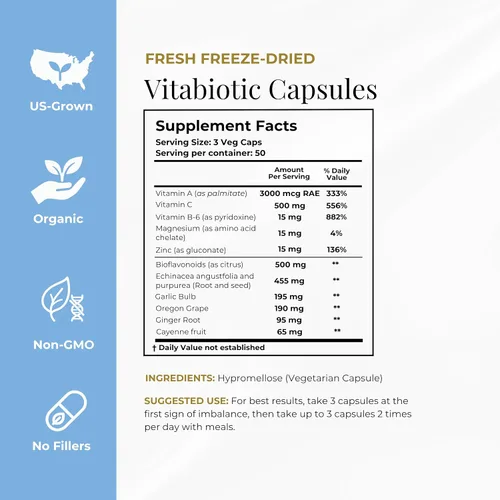 Vista 8 de Eclectic Institute Vitabiotic Immune Nuevo en cápsulas, 150 cápsulas vegetales sin OMG