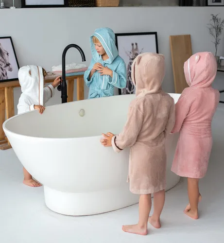 Vista 5 de Bata de baño suave de alta calidad, rayón de bambú con capucha, para niños y niñas