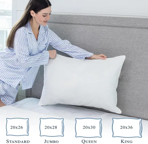 Vista 5 de 100% algodón, a prueba de plumas, protector de almohada, reduce los golpes con fundas hipoalergénicas, transpirables, lavables a máquina
