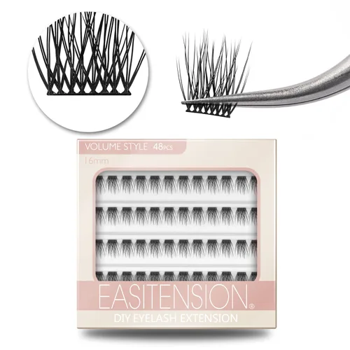 Vista 16 de Extensión de Pestañas DIY, Efecto 3D Pestañas Individuales Adheridas con Pegamento 12 Racimos Conjunto de Pestañas de Volumen, Extensión de Pestañas