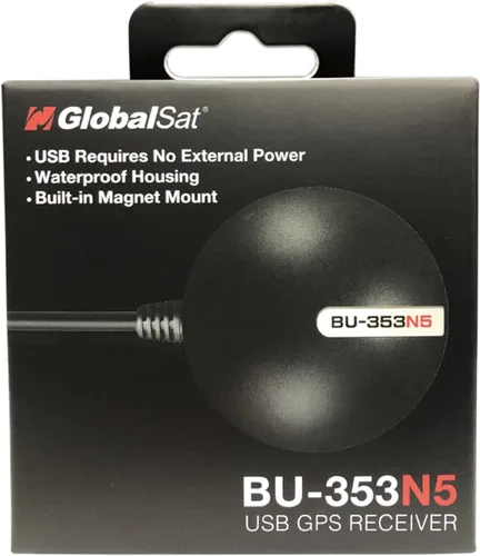 Vista 2 de GlobalSat BU-353N5 Receptor USB GNSS, negro, fabricado en Taiwán