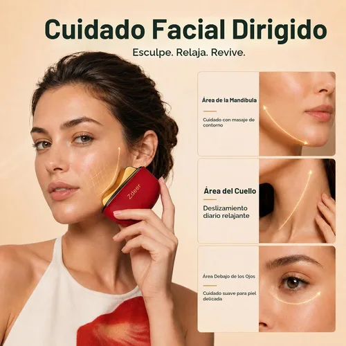 Vista 2 de ZDEER GS5 Electric Heated Gua Sha Tool, Red Light Face Massager, Red Rojo