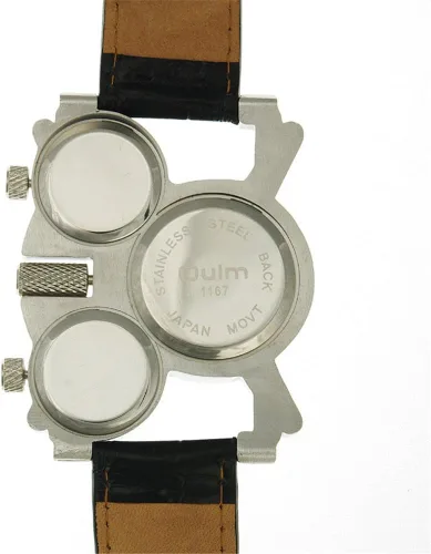 Vista 4 de Oulm 1167 Ejército Militar Deporte Reloj de Pulsera 3 Diales Analógicos Café Reloj para Hombre