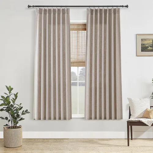 Vista 16 de Jowels Cortinas de lino plisadas naturales con memoria de 96 pulgadas