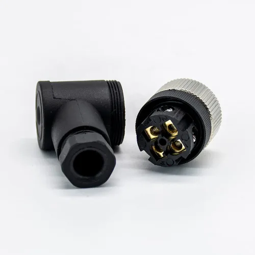Vista 8 de Elecbee M12 4-Pin A-Coded Hembra Conector de la prenda impermeable IP67 de la terminación de la junta de tornillo de ángulo recto no blindado