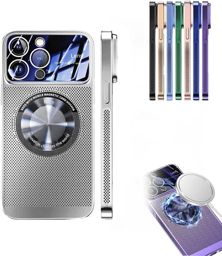 Vista 10 de Funda magnética de disipación de calor galvanizada para iPhone 13 14 Plus Pro Max, funda de refrigeración magnética sin marco para ventana grande