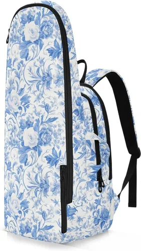 Vista 2 de Mujeres Hombres Bolsa de Tenis Resistente al Agua Vintage Azul Blanco Rosas 3 Raquetas Bádminton Bolso de Hombro para Mujeres Hombres de Tenis