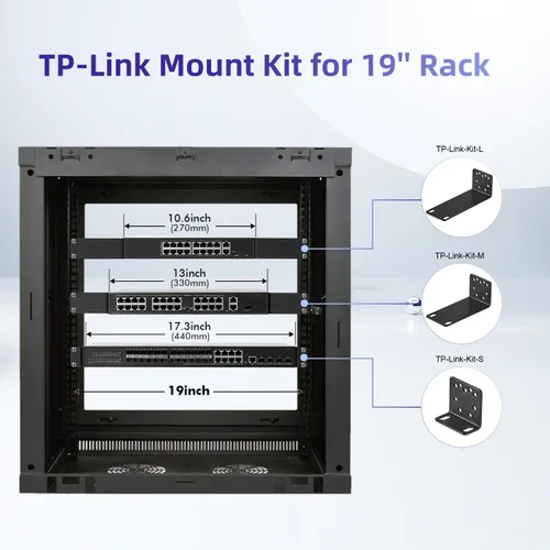 Vista 3 de Kit de oído para rack TP-Link de 19 pulgadas para interruptores de montaje en rack 1U Extensor de ancho de 17.3 a 19 pulgadas