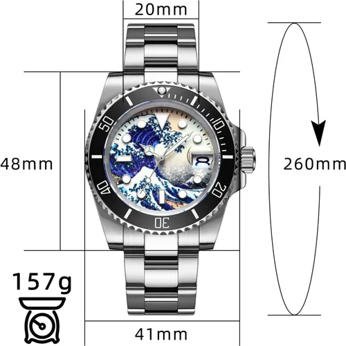 Vista 6 de ADDIESDIVE Reloj de buceo automático estéril para hombres Surf Dial pulsera de acero inoxidable MY-H3-2