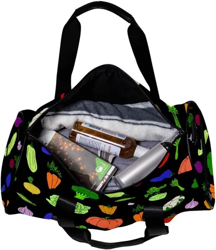 Vista 5 de LEVEIS Healthy Vegetables Sports Duffel Bag Travel Tote Carry on Weekender Gym Overnight Bag for Men & Women