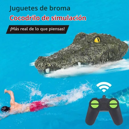 Vista 3 de GoolRC Barco a control remoto de 2.4 GHz con cabeza de cocodrilo para piscinas y lagos, lanchas RC de alta simulación con cabeza de cocodrilo con 2