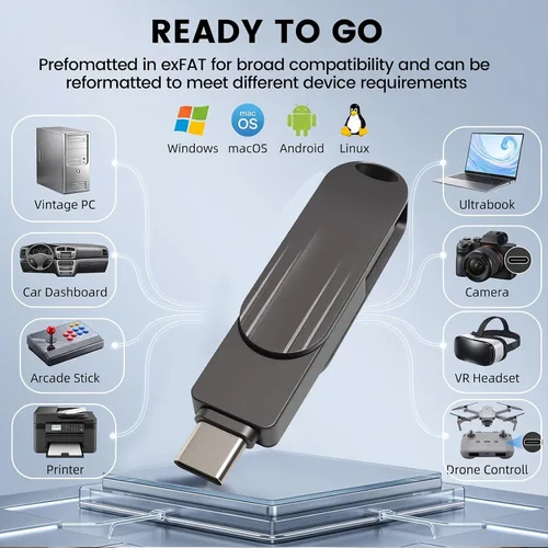 Vista 8 de Unidad flash USB de 512 GB para iPhone, USB-A y Tipo-C Pulgar Negro