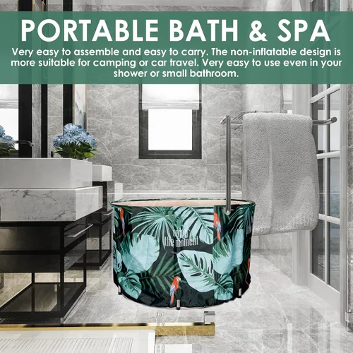 Vista 4 de Bañera portátil para adultos Hielo frío para bañera, piscina, bañera no inflable, cabina de ducha, plegable e independiente, tamaño plegable