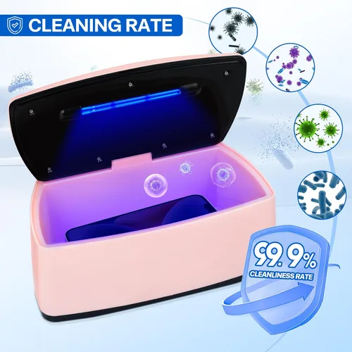 Vista 6 de Esterilizador de herramientas de uñas, función de limpieza de luz azul de doble tubo, enchufe USB, gran capacidad de 1 litro para herramientas
