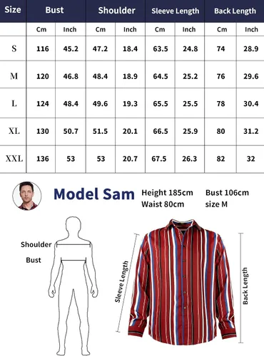Vista 5 de SPIEZ Men's Striped Shirts Casual Long Sleeve Button Down Vintage Vacation Dress Shirt Regular Fit