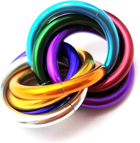 Vista 57 de Bola Fidget Möbii (MultiColor): Herramienta de juguete silenciosa para aliviar el estrés, ansiedad y estimular el ADHD para el hogar, viajes Cromo