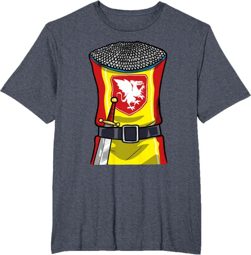 Vista 59 de Disfraz medieval de caballero de Halloween, camiseta para niños con espada de armadura, Negro, S