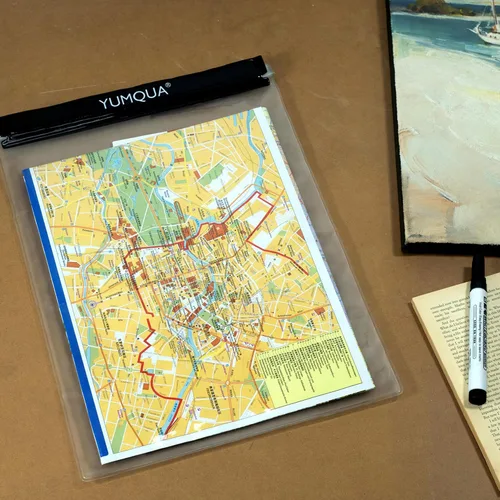 Vista 6 de YUMQUA Bolsas impermeables de gran tamaño, paquete de 3, soporte hermético transparente para documentos, mapa, cámara, teléfono celular, llave